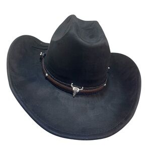 Western hat Longhorn contrast color braided band studs black